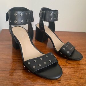 Black Lord and Taylor Studded Ankle Heel Sandals
